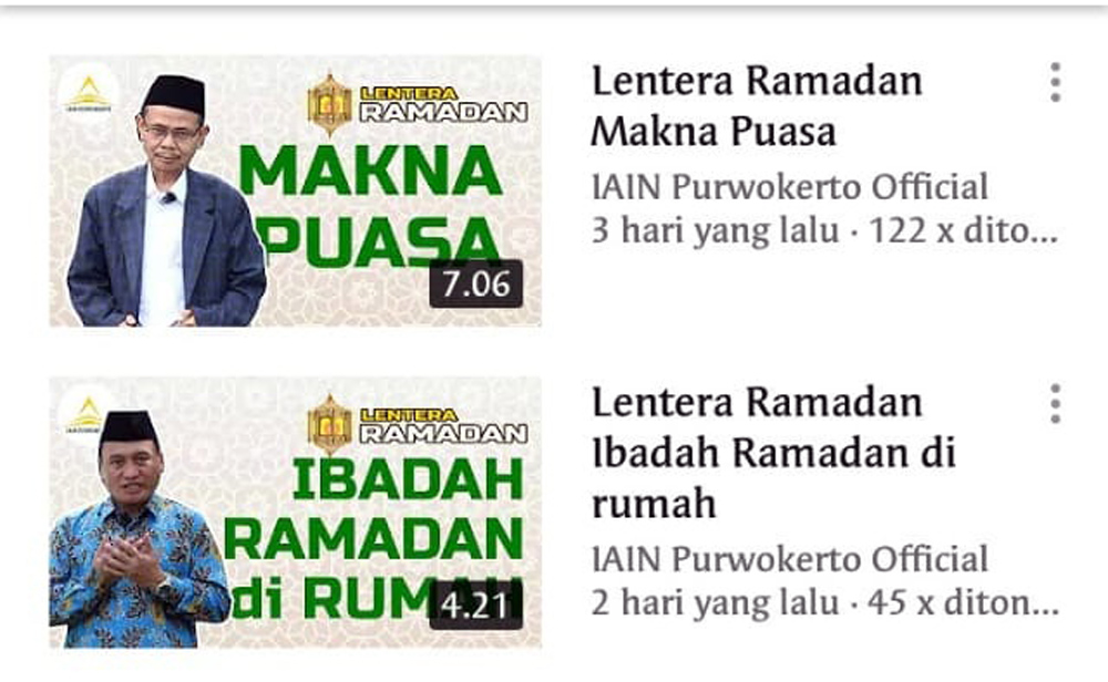 LENTERA RAMADAN : Gambar tangkapan layar dari program baru Lentera Ramadan yang tayang di laman Youtube IAIN Purwokerto Official.(SM/dok)