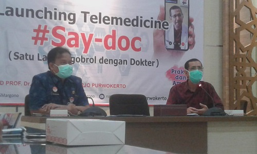 PELUNCURAN TELEMEDICINE:Kegiatan peluncuran layanan telemedicine di RSUD Prof Dr Margono Soekardjo (RSMS) Purwokerto, kemarin.(SM/Budi Setyawan)
