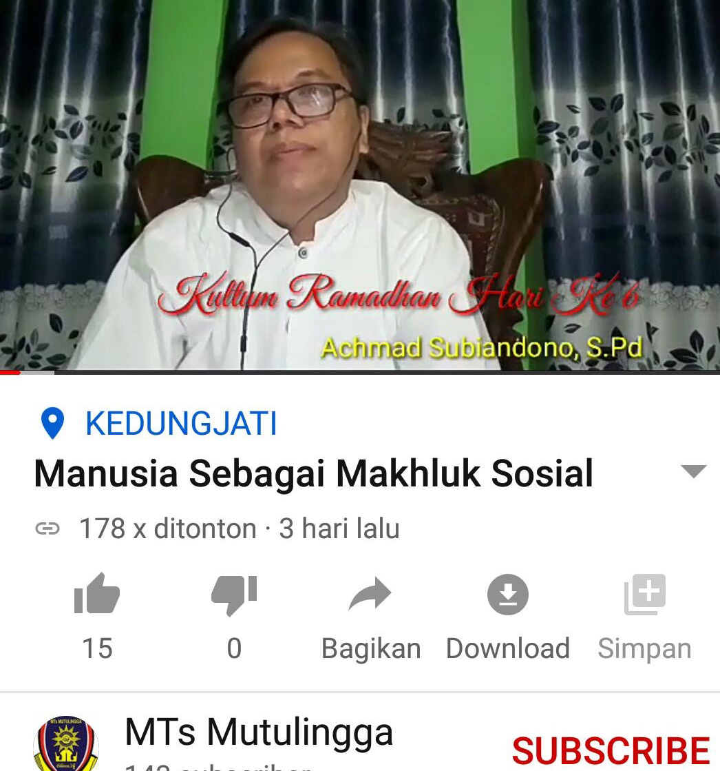 Tangkapan layar kanal video MTs Mutulingga (SM/dok)