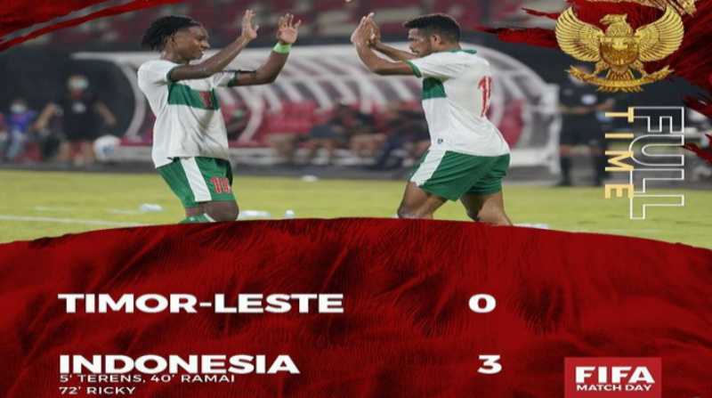 Timnas Indonesia Kembali Bungkam Timor Leste, Kali Ini Menang Tiga Gol Tanpa Balas