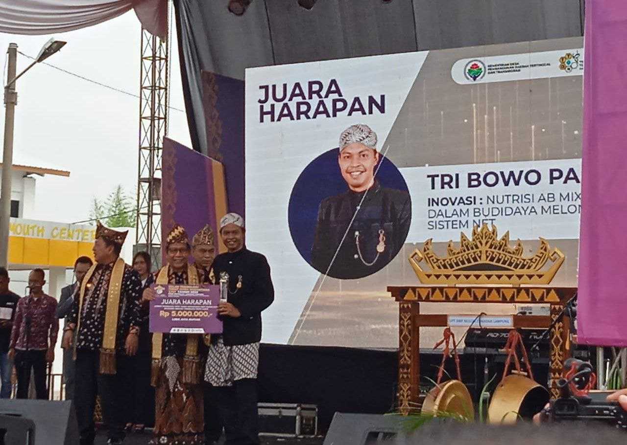 Tri Bowo Pangestika, petani asal Desa Karangpucung, Kecamatan Kertanegara, Purbalingga meraih Juara Harapan pada Lomba Teknologi Tepat Guna (TTG) tingkat nasional, Rabu (7/6/2023).