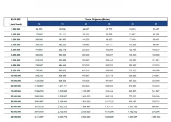 TABEL ANGSURAN KUR BRI Tahun 2025